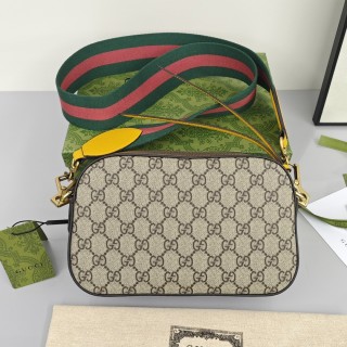 Gucci GG Canvas Camera Bag with Tiger Head Hardware - Ebony & Gold view 3