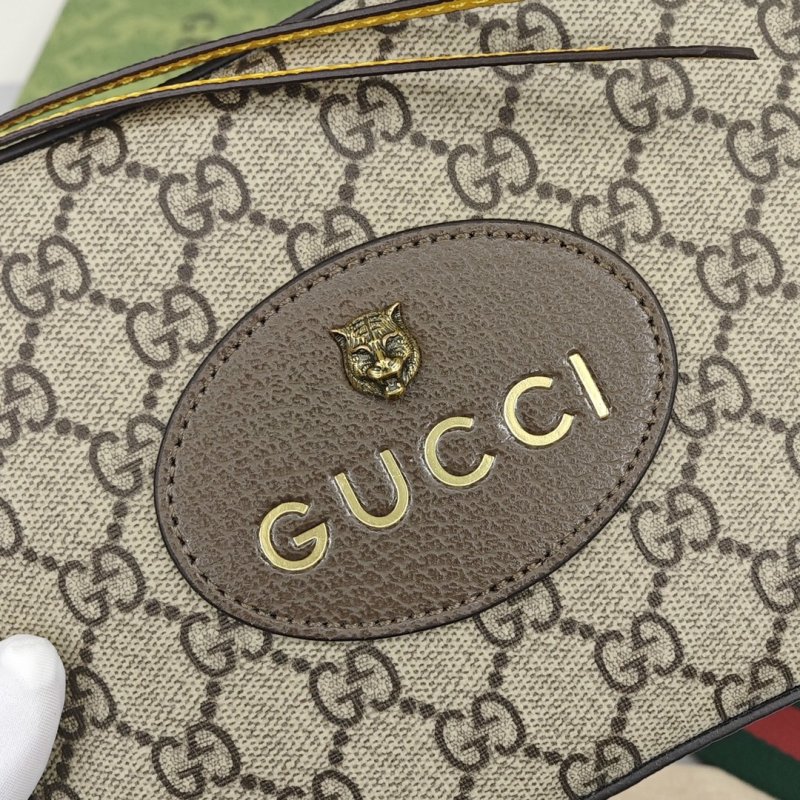 Gucci GG Canvas Camera Bag with Tiger Head Hardware - Ebony & Gold view