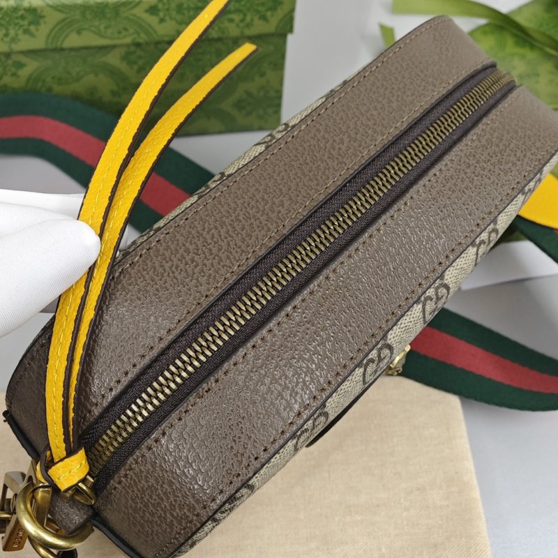 Gucci GG Canvas Camera Bag with Tiger Head Hardware - Ebony & Gold view