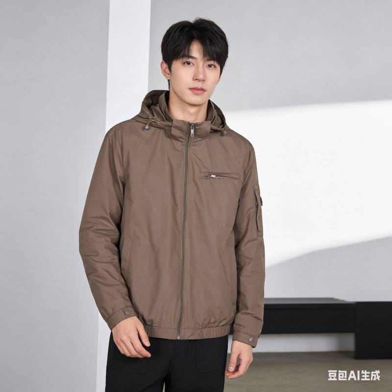 Stone Island Taupe Hooded Nylon Jacket