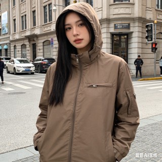 Stone Island Taupe Hooded Nylon Jacket view 4