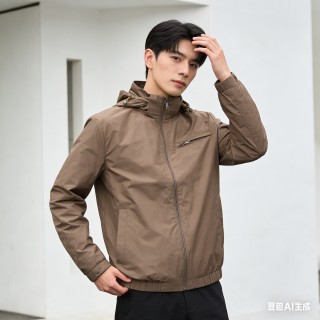 Stone Island Taupe Hooded Nylon Jacket view 5