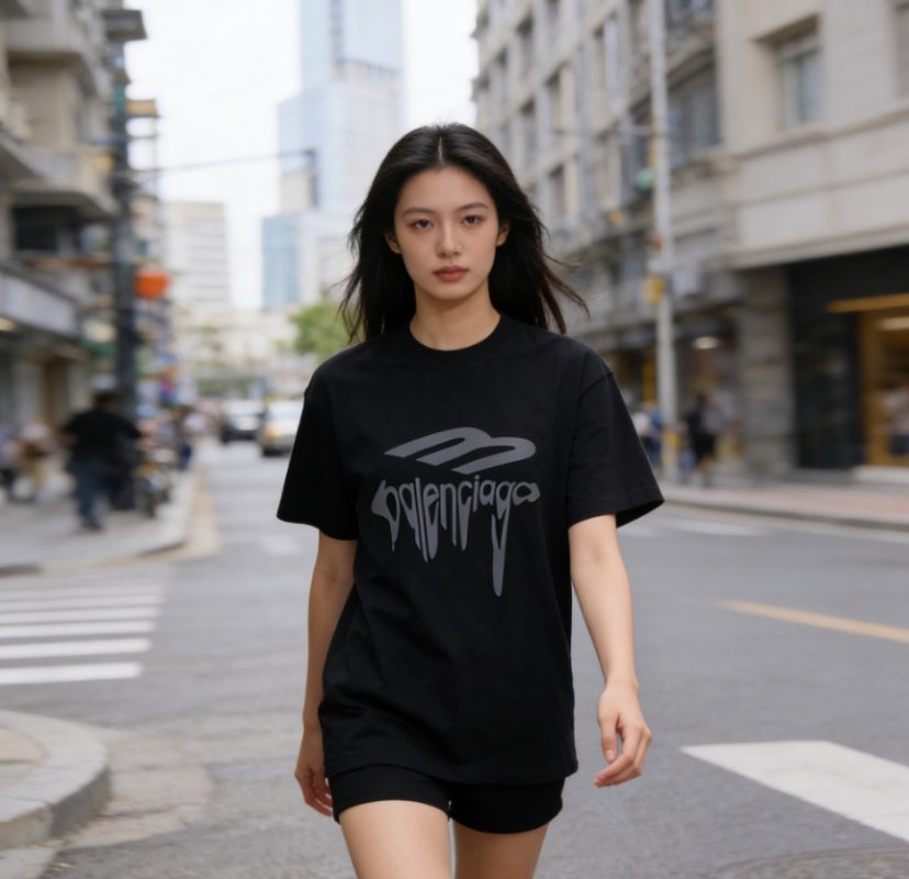 Balenciaga Black Graffiti Logo T-Shirt