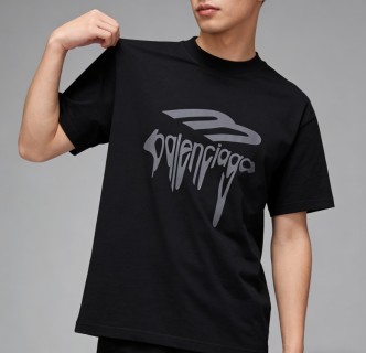 Balenciaga Black Graffiti Logo T-Shirt view 2