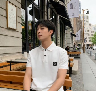 Stone Island White Short Sleeve Polo Shirt view 1