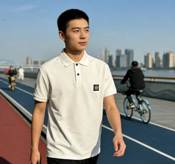 Stone Island White Short Sleeve Polo Shirt view 3
