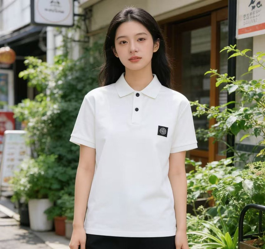 Stone Island White Short Sleeve Polo Shirt view