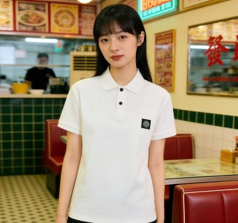 Stone Island White Short Sleeve Polo Shirt view 5