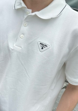 Prada White Short-Sleeve Polo Shirt view 1