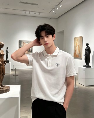 Prada White Short-Sleeve Polo Shirt view 3