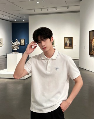 Prada White Short-Sleeve Polo Shirt view 4