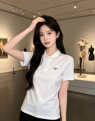 Prada White Short-Sleeve Polo Shirt view 6