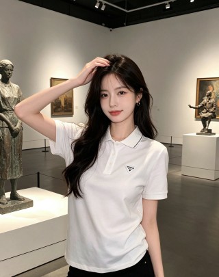 Prada White Short-Sleeve Polo Shirt view 7
