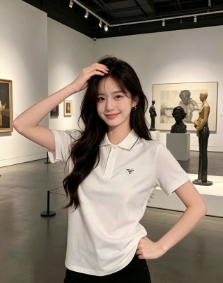Prada White Short-Sleeve Polo Shirt view 8