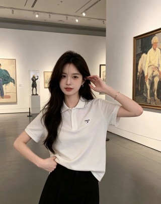 Prada White Short-Sleeve Polo Shirt view 9