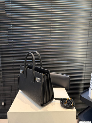 YSL Accordion Structured Tote Bag - Black view 5