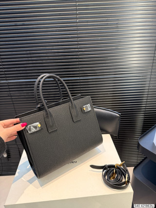 YSL Accordion Structured Tote Bag - Black view 6