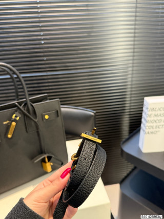 YSL Accordion Structured Tote Bag - Black view 8