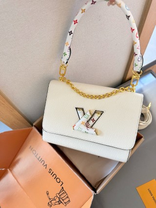 LV Twist Denim Medium Handbag White view 2