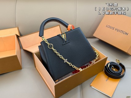 Louis Vuitton Capucines Navy Blue Leather Top Handle Bag view 1