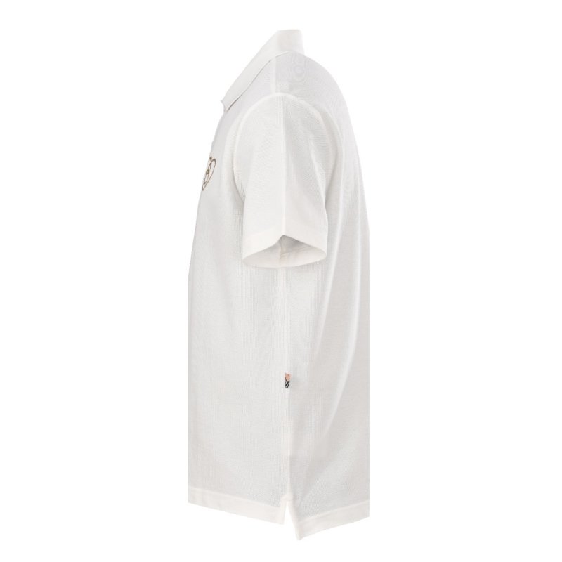 White Short Sleeve Polo Shirt with Heart Embroidery view