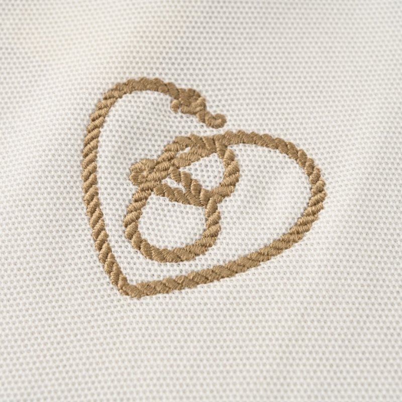 White Short Sleeve Polo Shirt with Heart Embroidery view