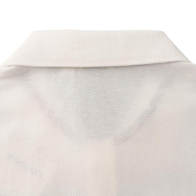 White Short Sleeve Polo Shirt with Heart Embroidery view