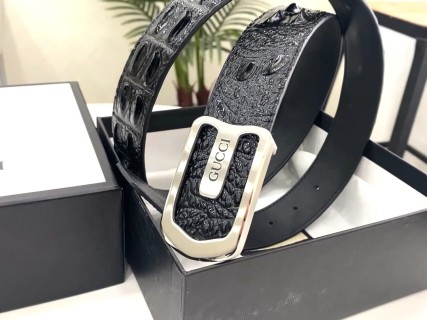 Gucci Textured Leather Belt Black Silver Buckle video