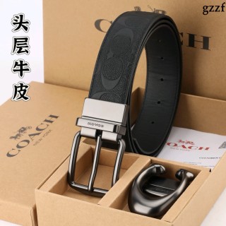 Coach Signature Black Leather Belt with Silver Buckle view 5