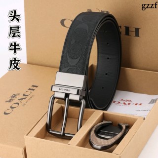 Coach Signature Black Leather Belt with Silver Buckle view 7