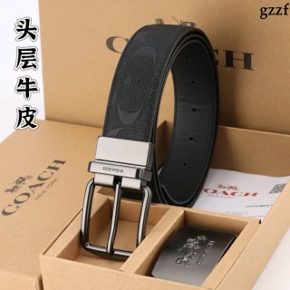 Coach Signature Black Leather Belt with Silver Buckle view 8