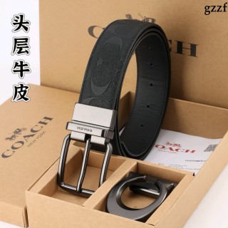 Coach Signature Black Leather Belt with Silver Buckle view 9