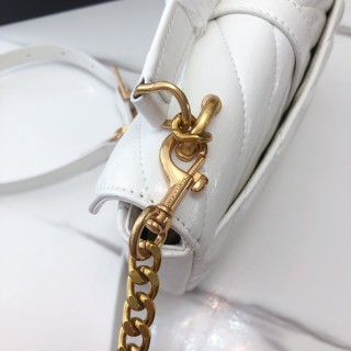 Saint Laurent College Mini White Quilted Leather Crossbody Bag view 6
