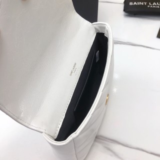 Saint Laurent College Mini White Quilted Leather Crossbody Bag view 9