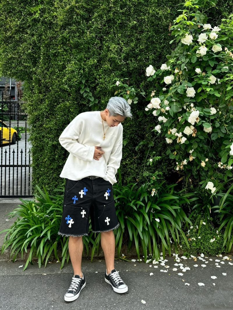 Chrome Hearts Black Cross Denim Shorts