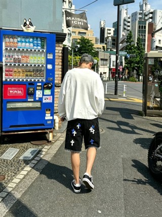 Chrome Hearts Black Cross Denim Shorts view 3