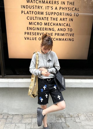 Chrome Hearts Black Cross Denim Shorts view 4