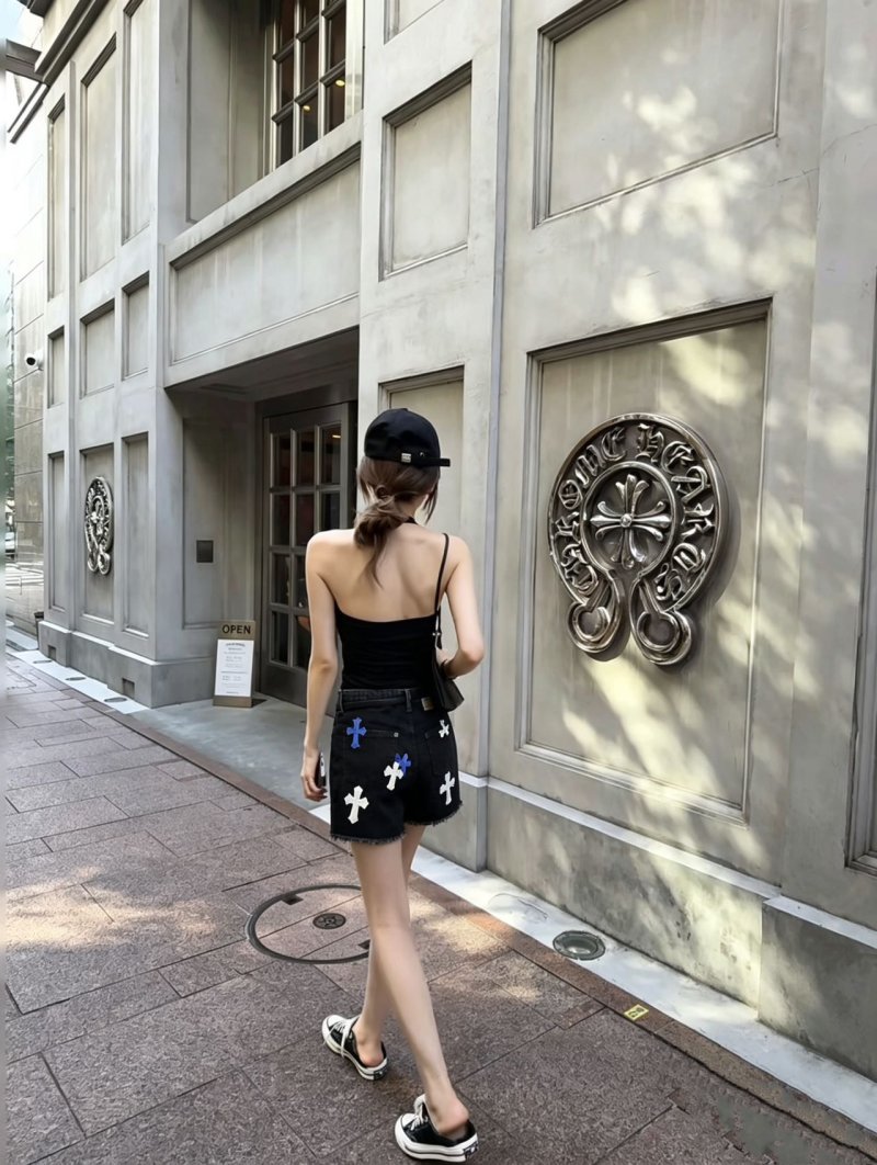 Chrome Hearts Black Cross Denim Shorts view