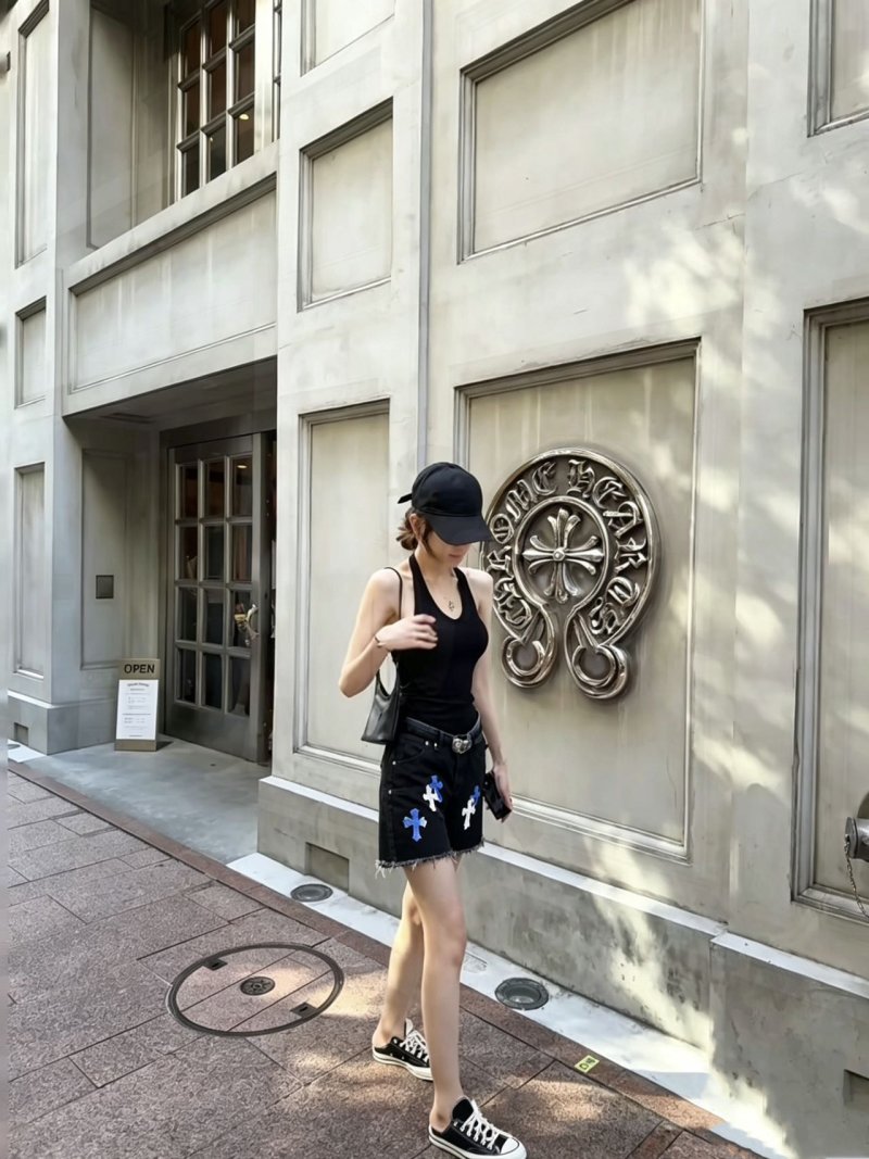 Chrome Hearts Black Cross Denim Shorts view