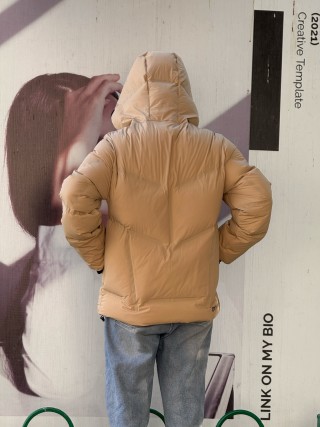 Beige Puffer Down Jacket with Hood view 6