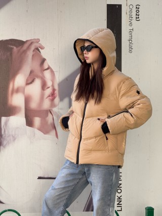 Beige Puffer Down Jacket with Hood view 7