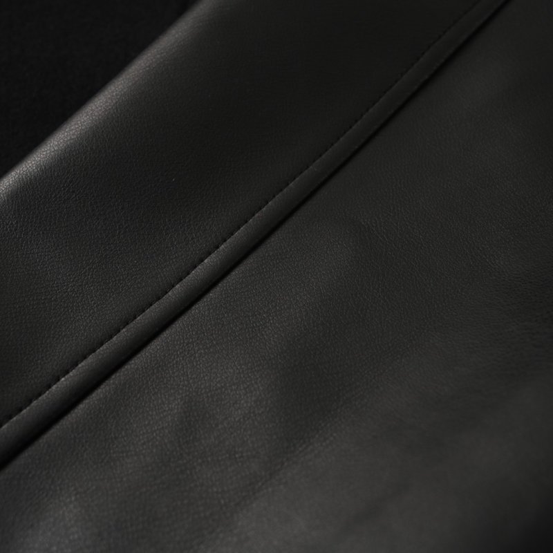 Essentials Black Wool Leather Sleeve Bomber Jacket view