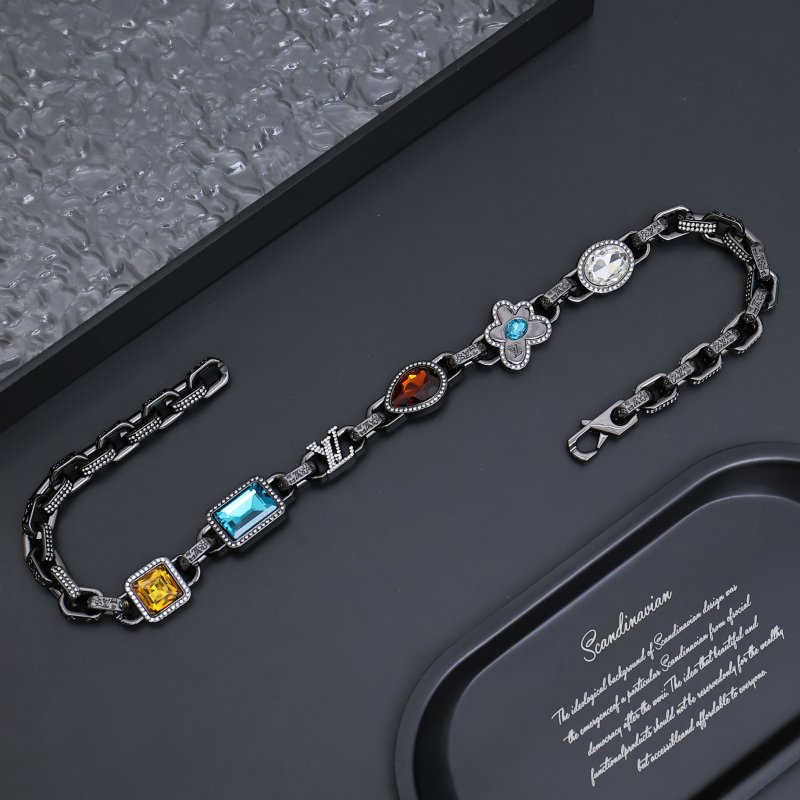 Louis Vuitton Paradise Stone Chain Necklace Silver