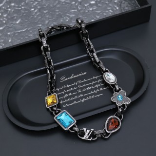 Louis Vuitton Paradise Stone Chain Necklace Silver view 7