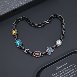 Louis Vuitton Paradise Stone Chain Necklace Silver view 9