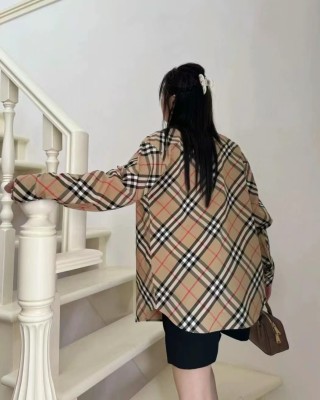 Burberry Check Long-Sleeve Button-Down Shirt Beige view 8