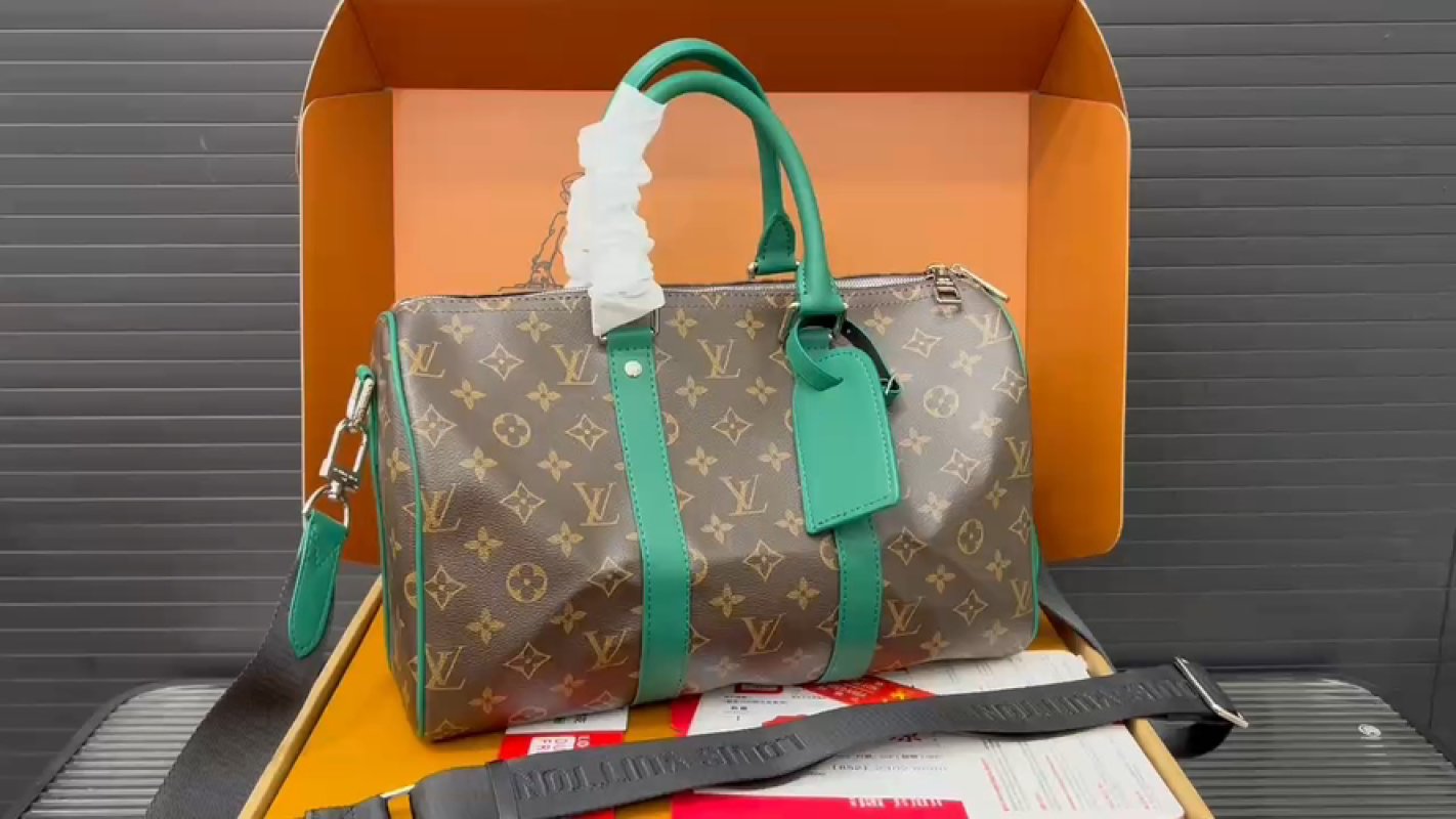 Louis Vuitton Monogram Green Keepall Inspired Travel Bag
