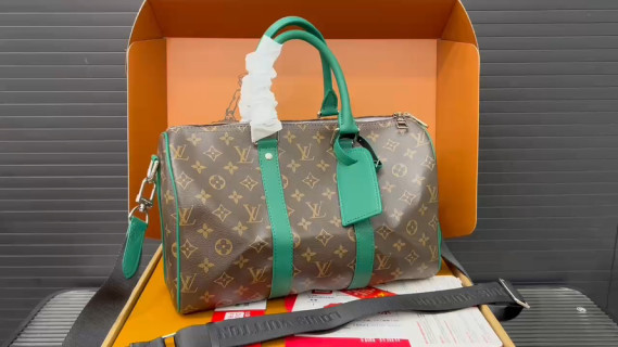 Louis Vuitton Monogram Green Keepall Inspired Travel Bag video