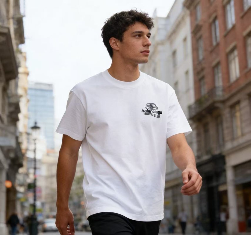 Balenciaga White Logo Short Sleeve T-Shirt