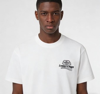 Balenciaga White Logo Short Sleeve T-Shirt view 3